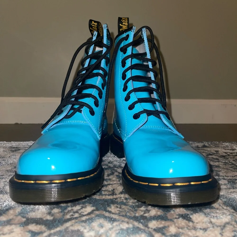Dr. Martens Shiny Blue Boots - Picture 2 of 6